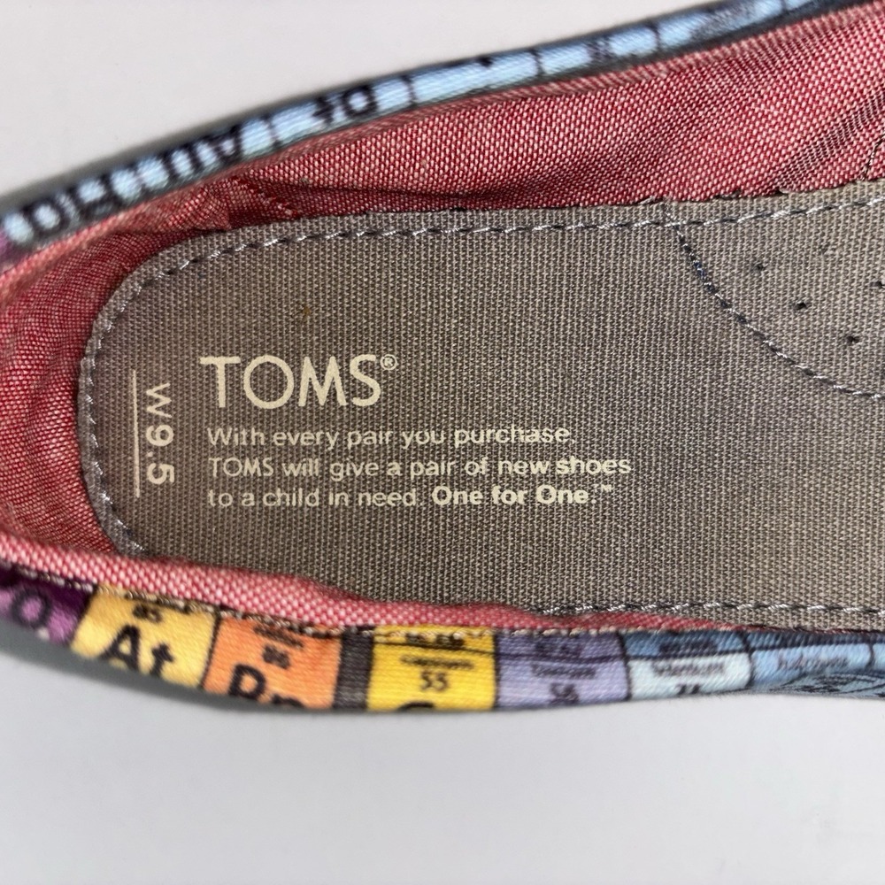 TOMS Periodic Table Alpargata Slip-on Shoes Chemistry/Science Print Size: 9.5 - Picture 7 of 8